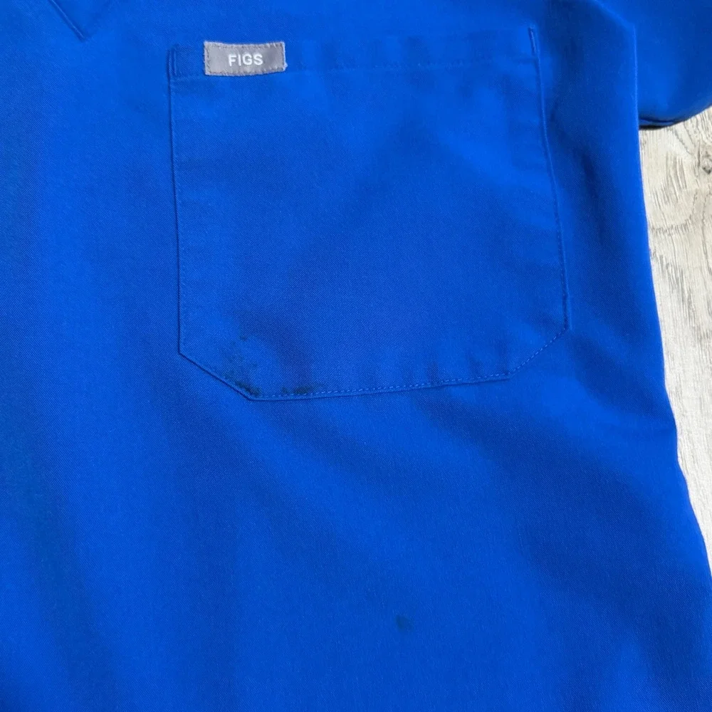 FIGS Scrub Set Royal Blue Casma Top XS Livingston Straight Leg Pants XS